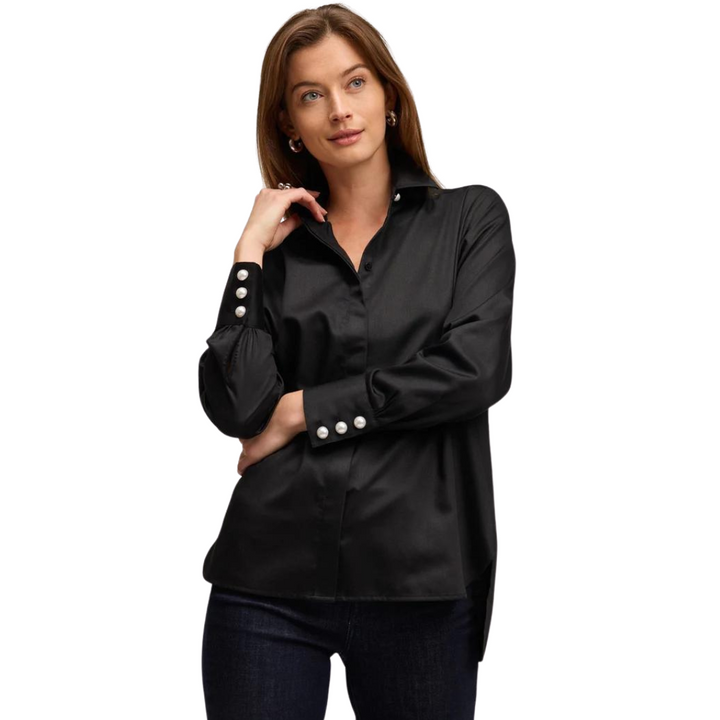 Foxcroft Pearl Sateen Shirt Black