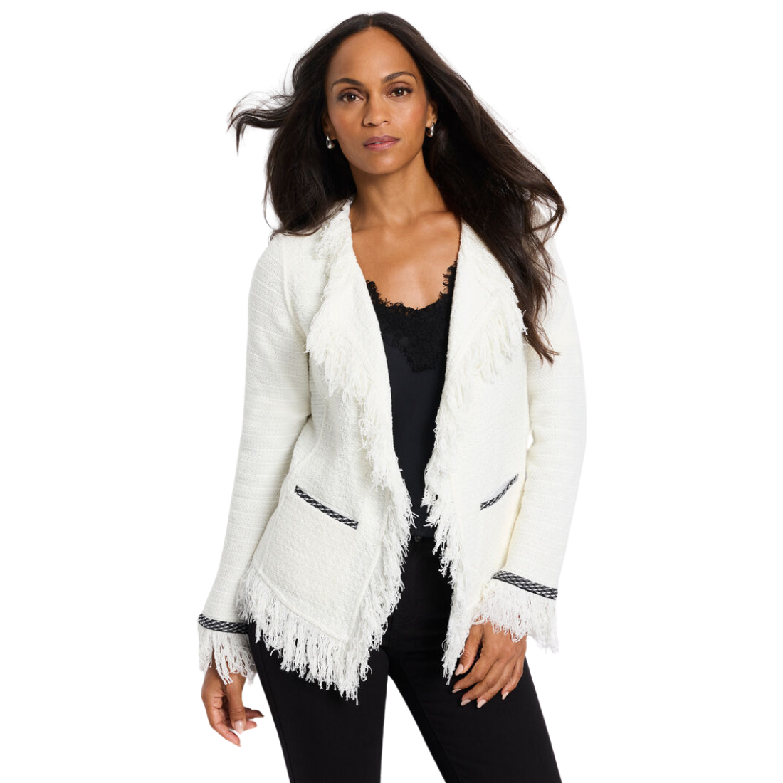 Nic + Zoe Fringe Knit Jacket – Amelia's Apparel