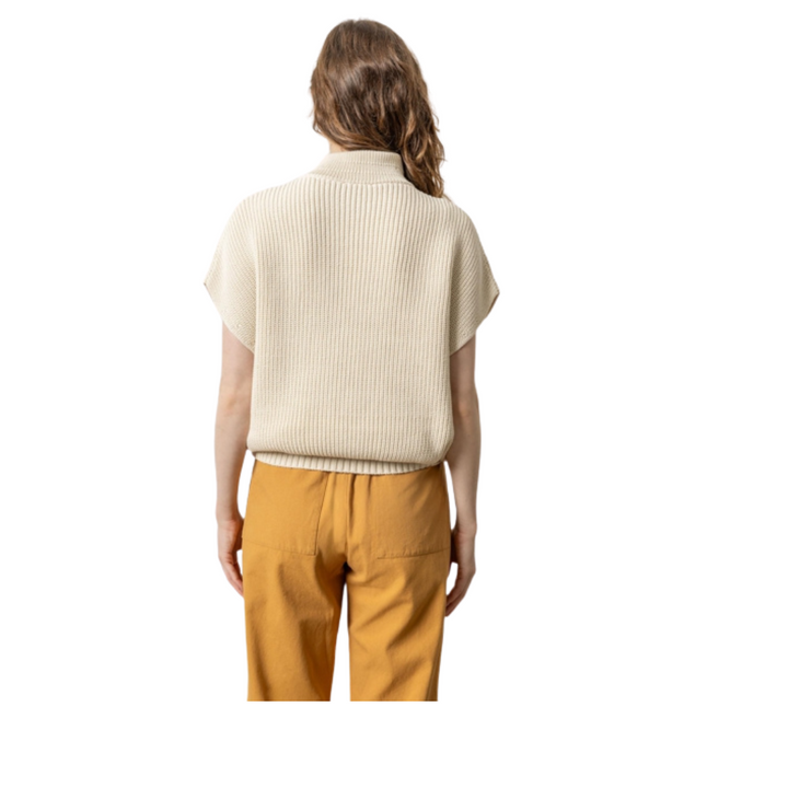 Lilla P Half Zip Poncho Sweater Stone