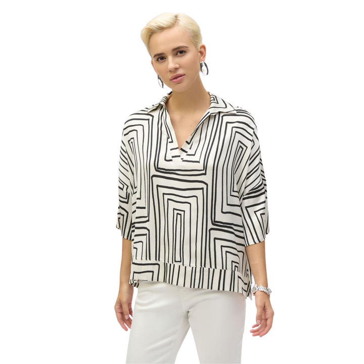 Joseph Ribkoff Satin Geometric Print Blouse