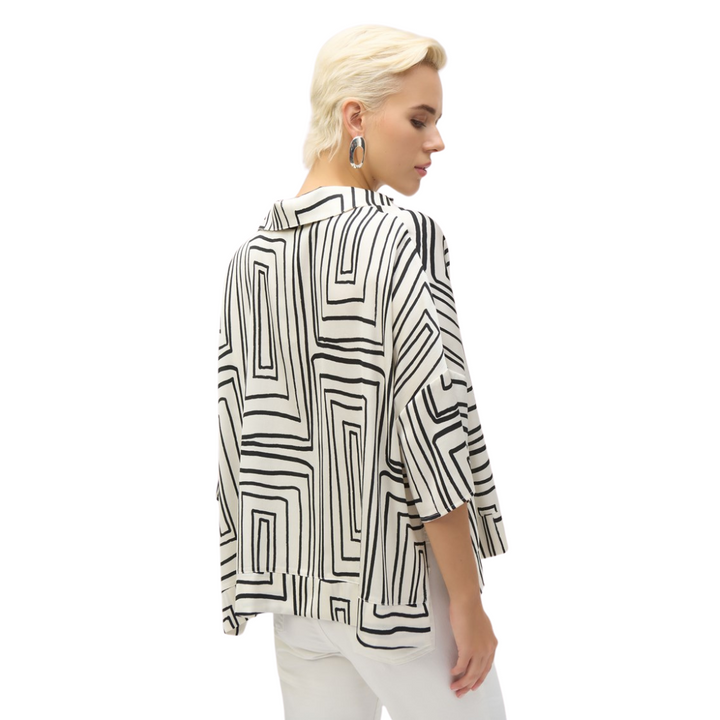 Joseph Ribkoff Satin Geometric Print Blouse
