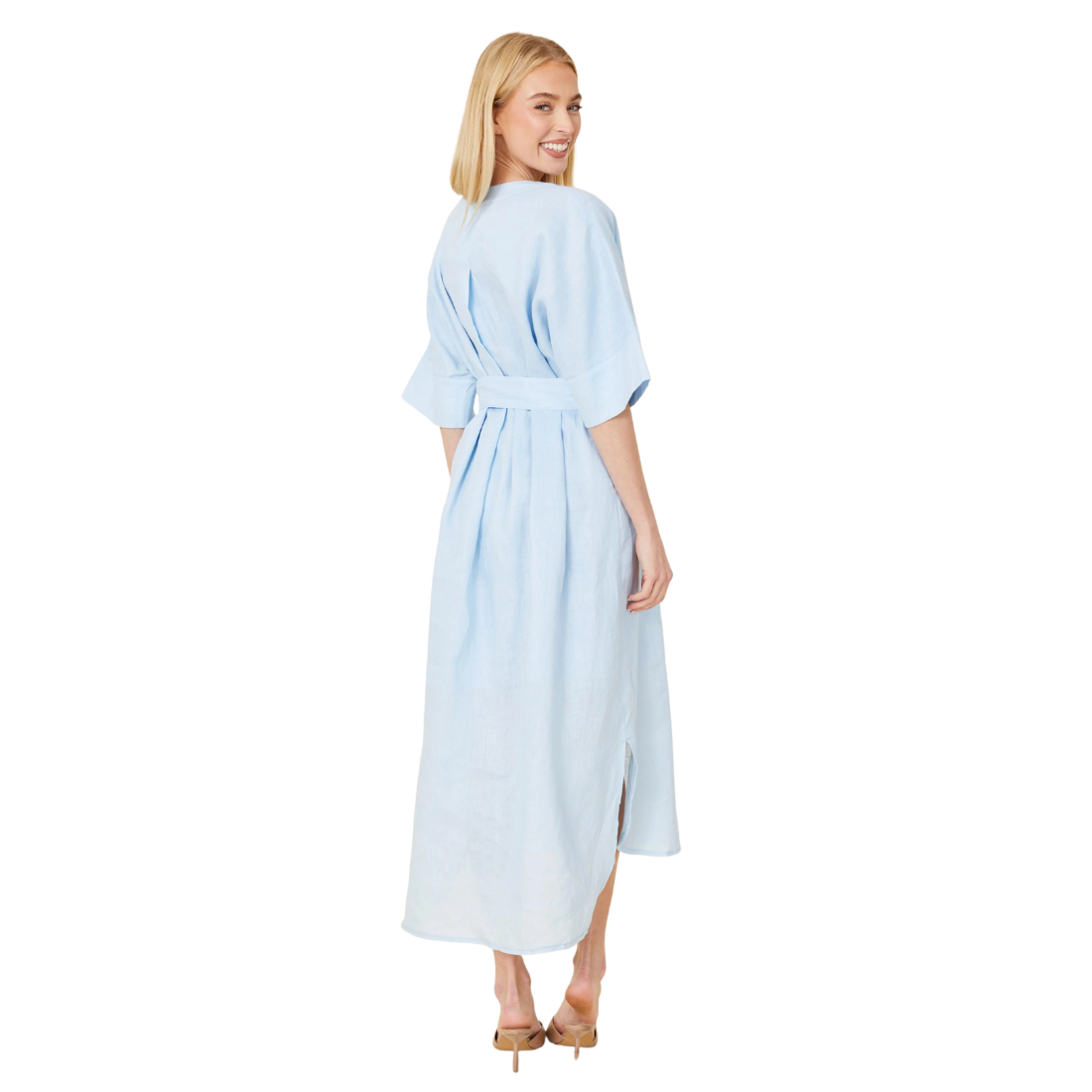 Dolce Cabo Long Linen Dress Blue