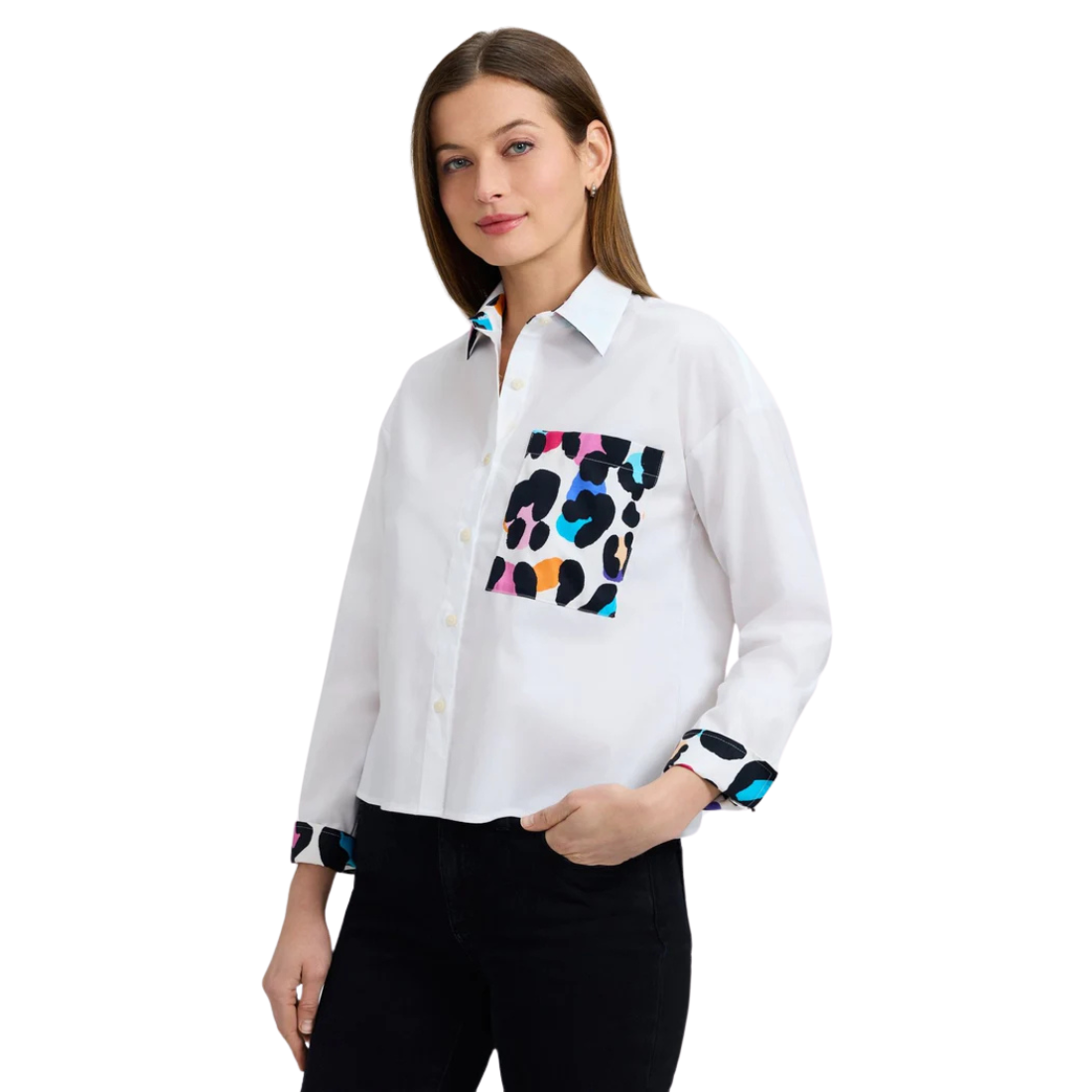 Foxcroft Marina Leopard Pocket Top