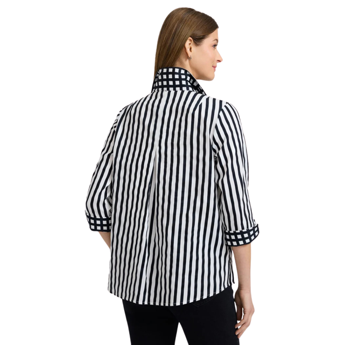 Foxcroft Agnes Gingham Stripe Top