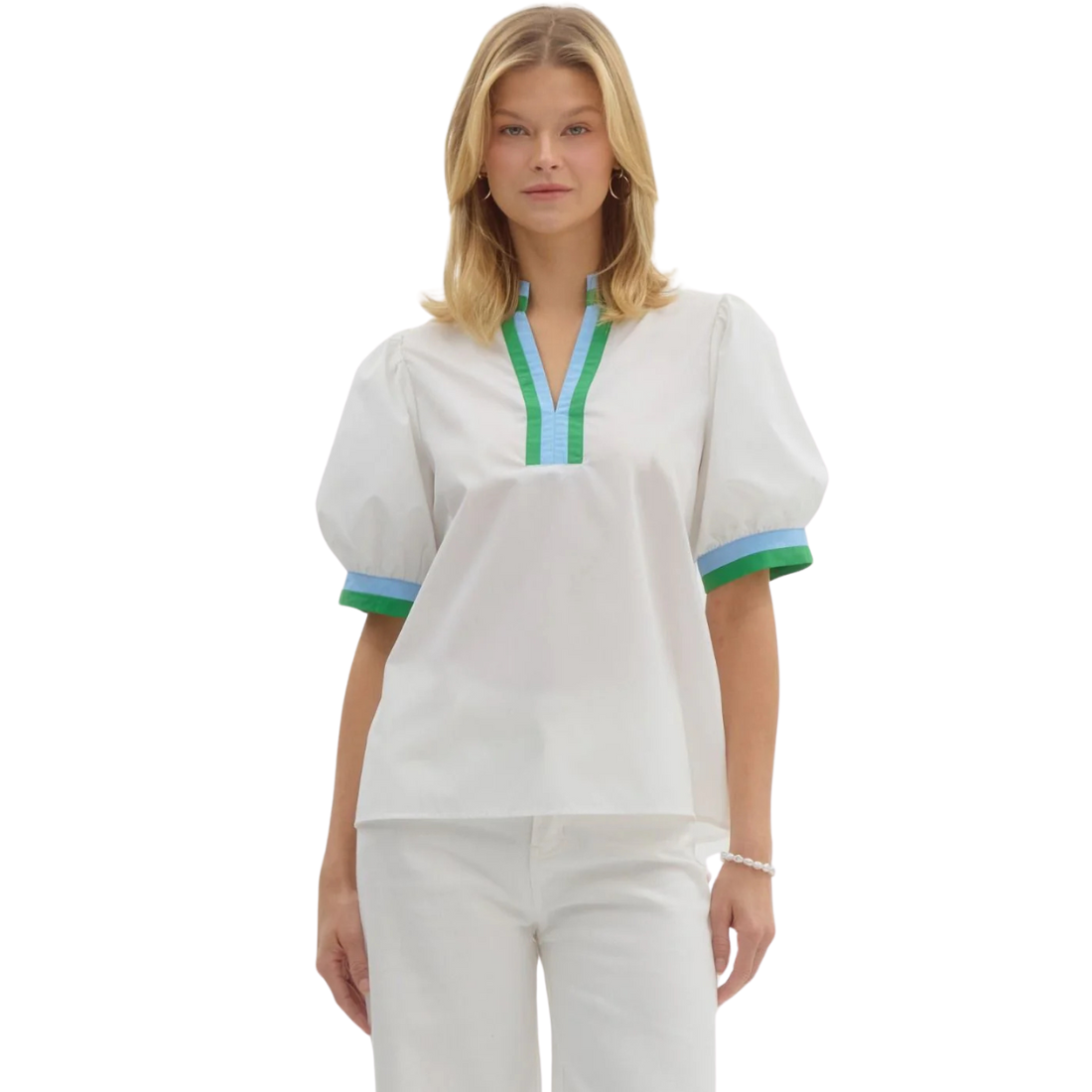 Carolyn Color Block Collar Top
