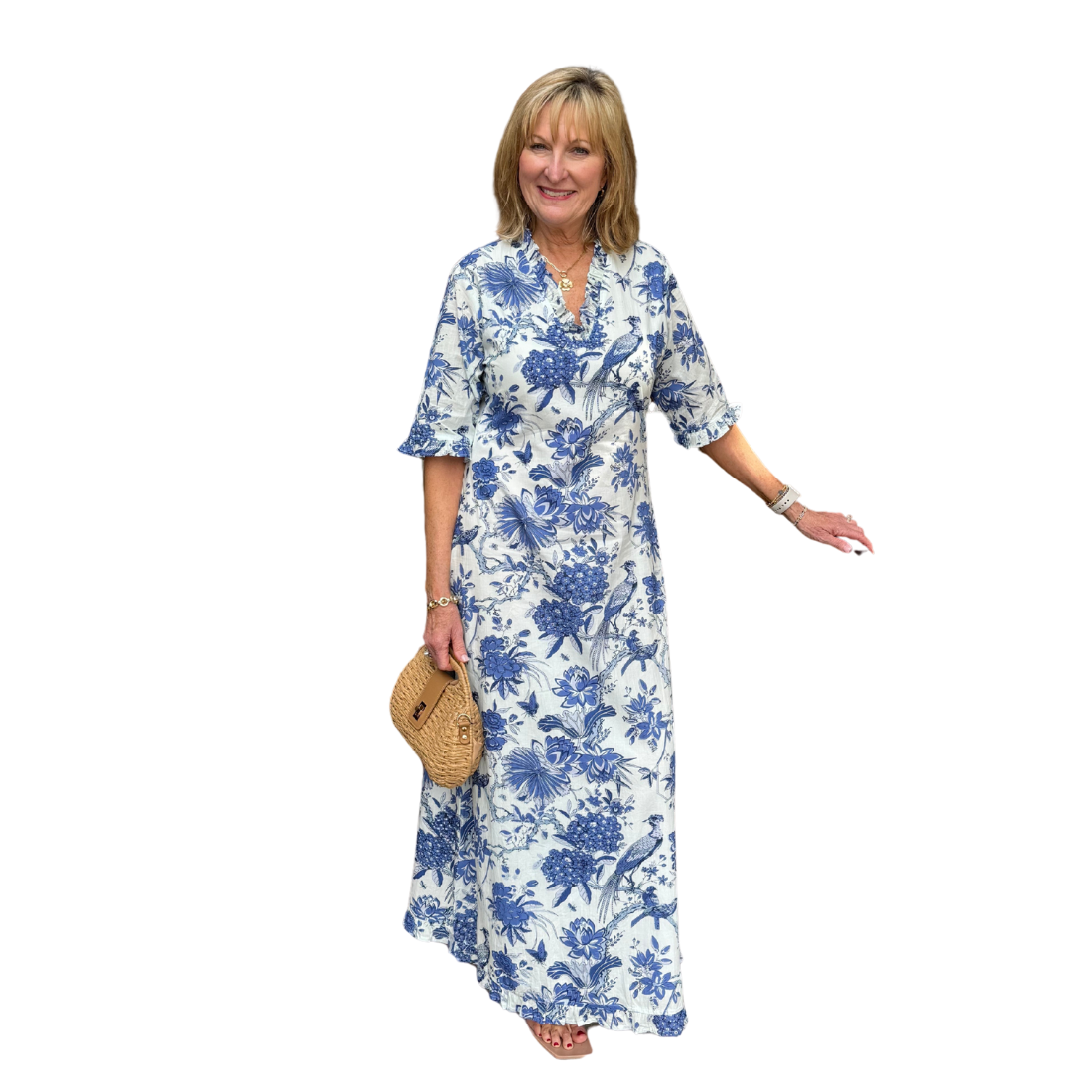 F + W Scarlett Dress Blue Toile