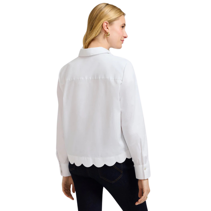 Foxcroft Scarlett Scalloped Matte Sateen Shirt