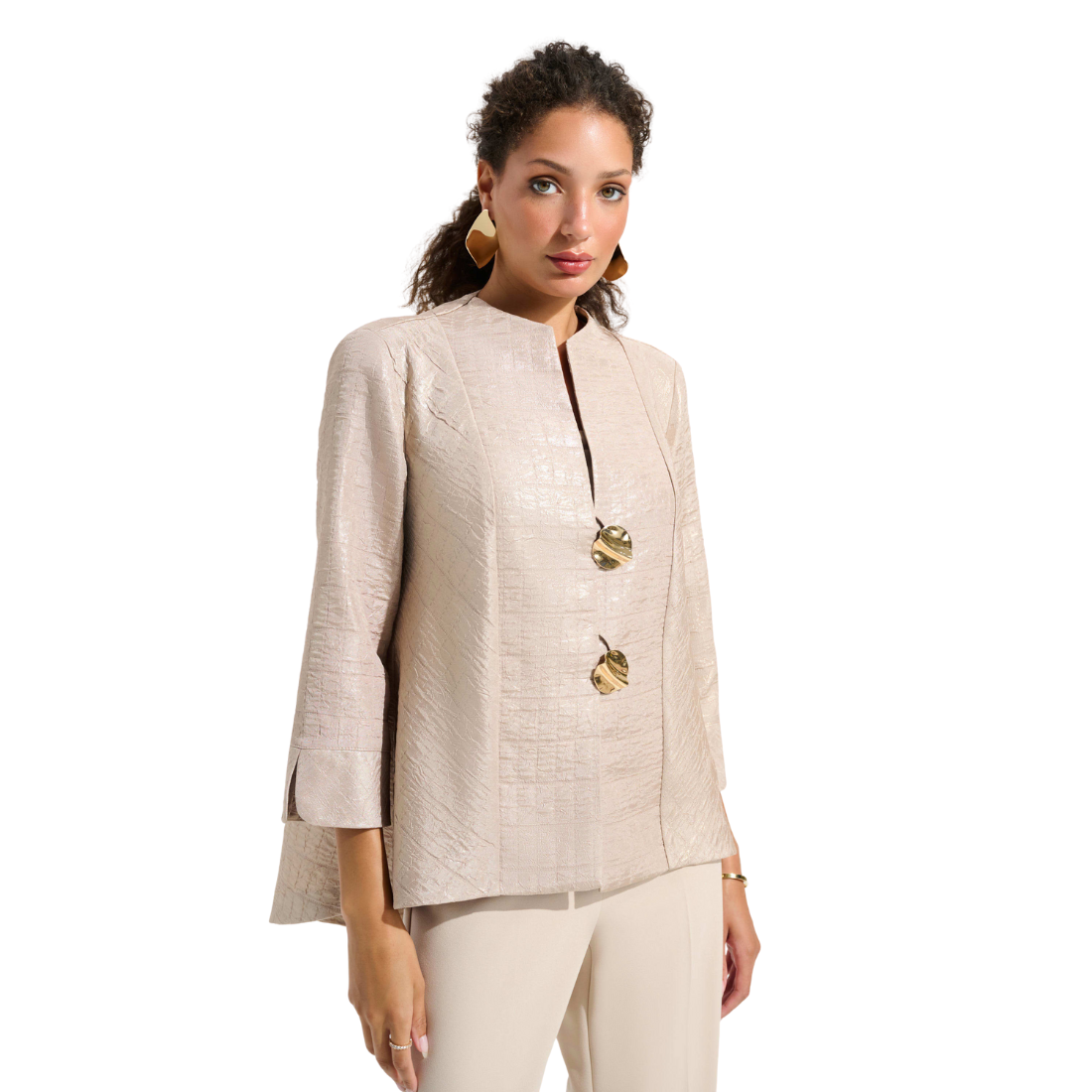 Joseph Ribkoff Foiled Textured Trapeze Jacket