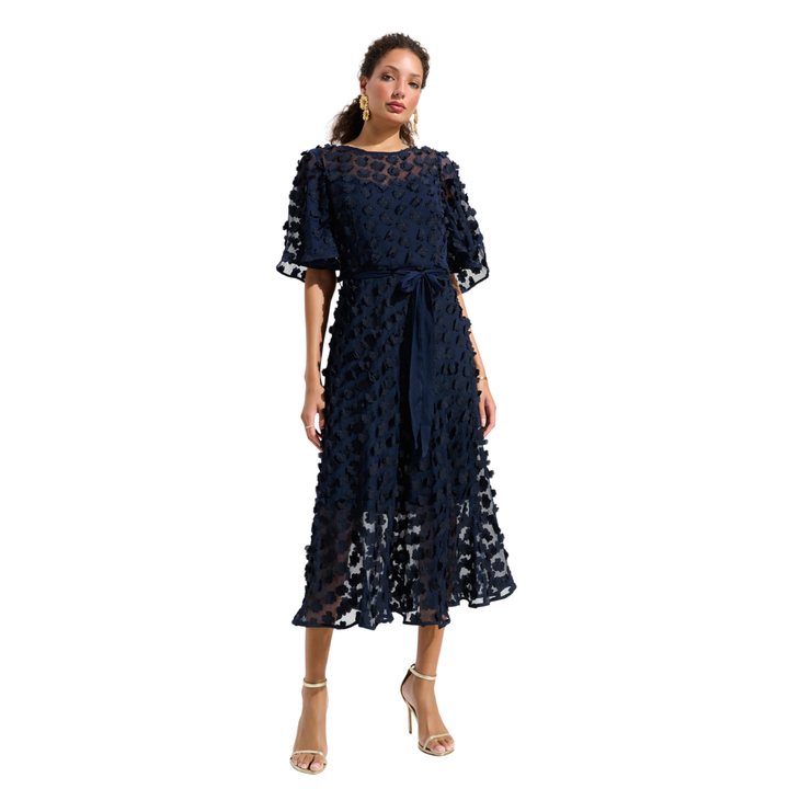 Joseph Ribkoff 3D Embroidered Fit and Flare Dress