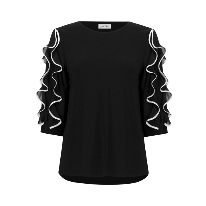 Joseph Ribkoff Chiffon Ruffle Sleeve Top