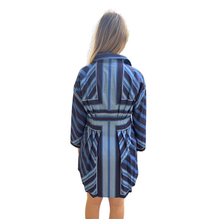 Thomas & Lourdes Parker Dress Blue Geo Stripe