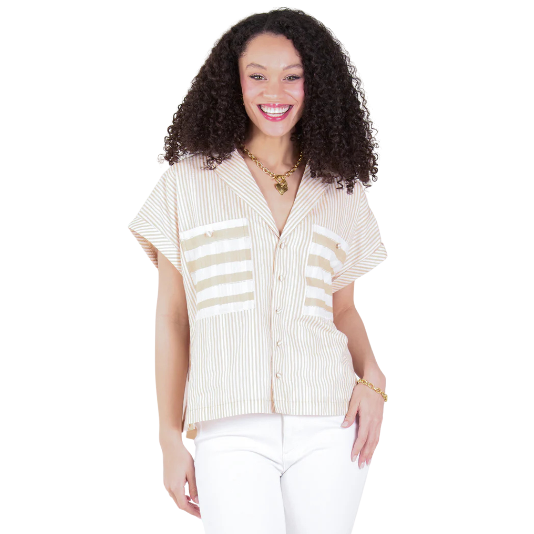 Emily McCarthy Luna Top Sand Stripe