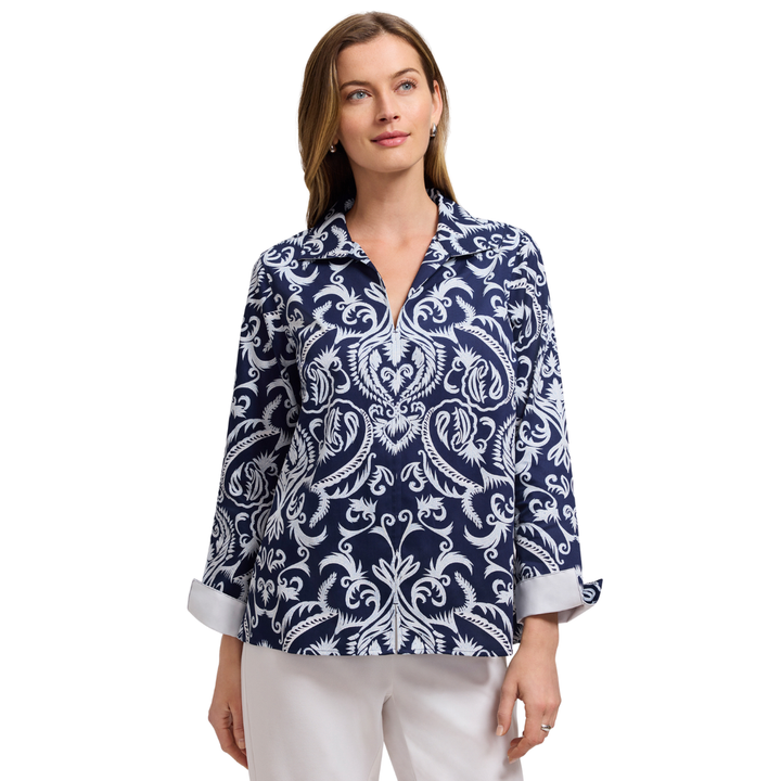 Foxcroft Agnes Damask Print Shirt