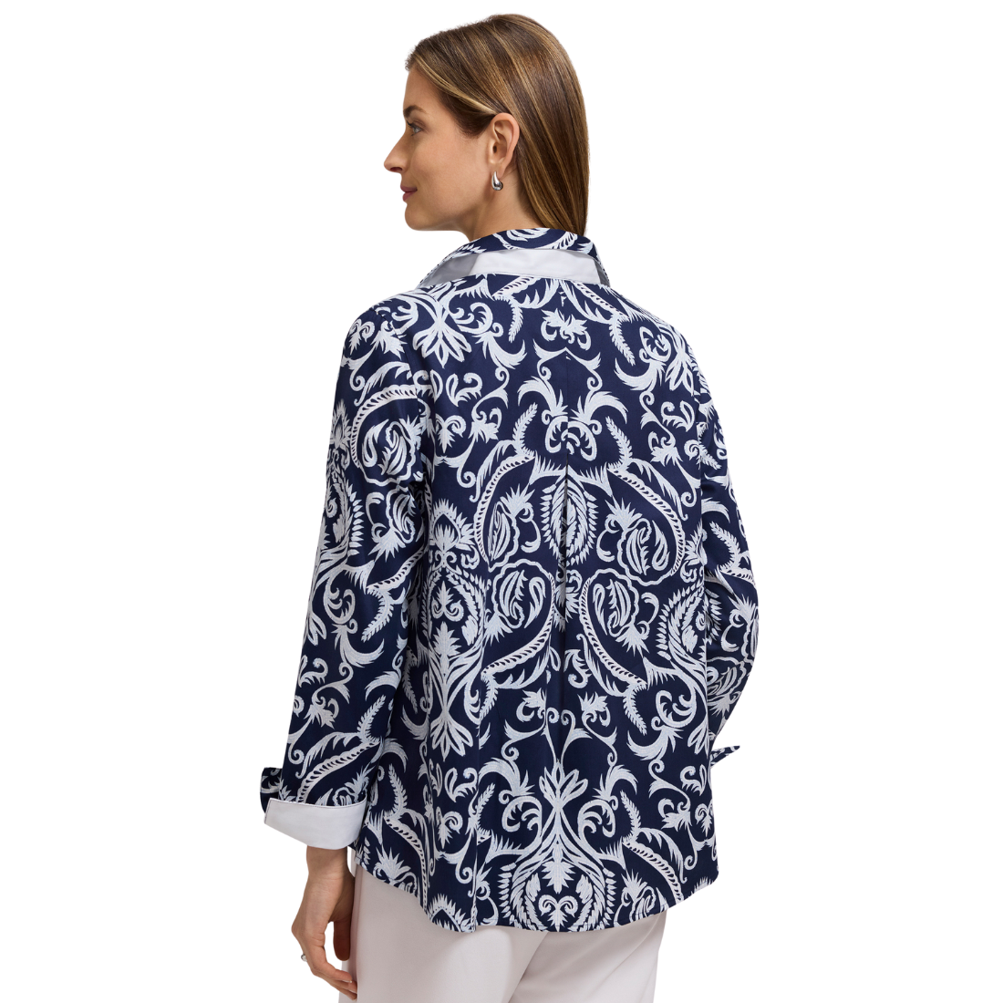 Foxcroft Agnes Damask Print Shirt