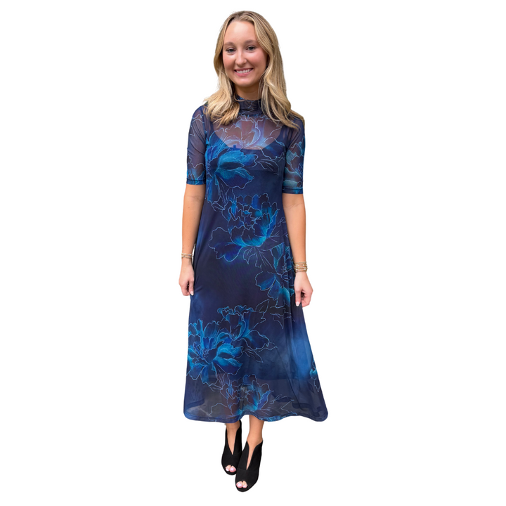 Johnny Was Mock Neck Mesh Dress Athena
