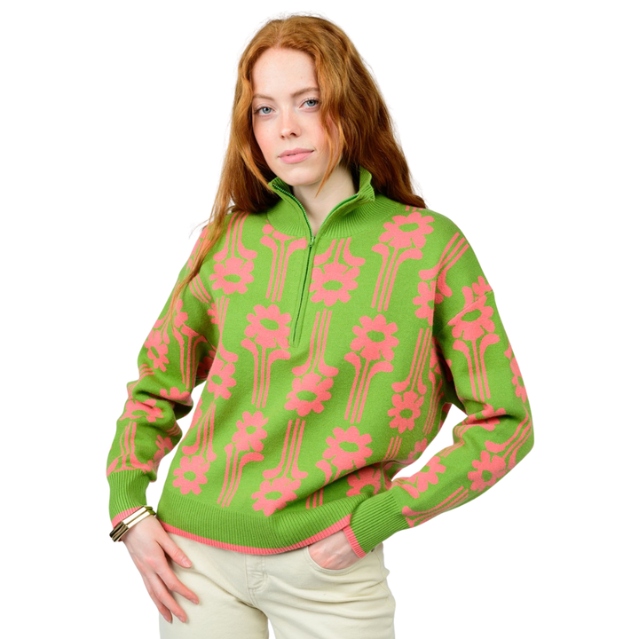 Ivy Jane Modern Daisy Quarter Zip Sweater