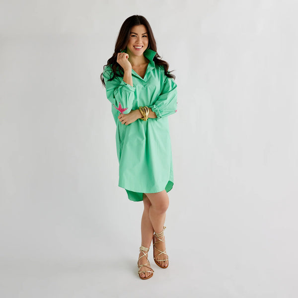 Caryn Lawn Preppy Star Dress Green