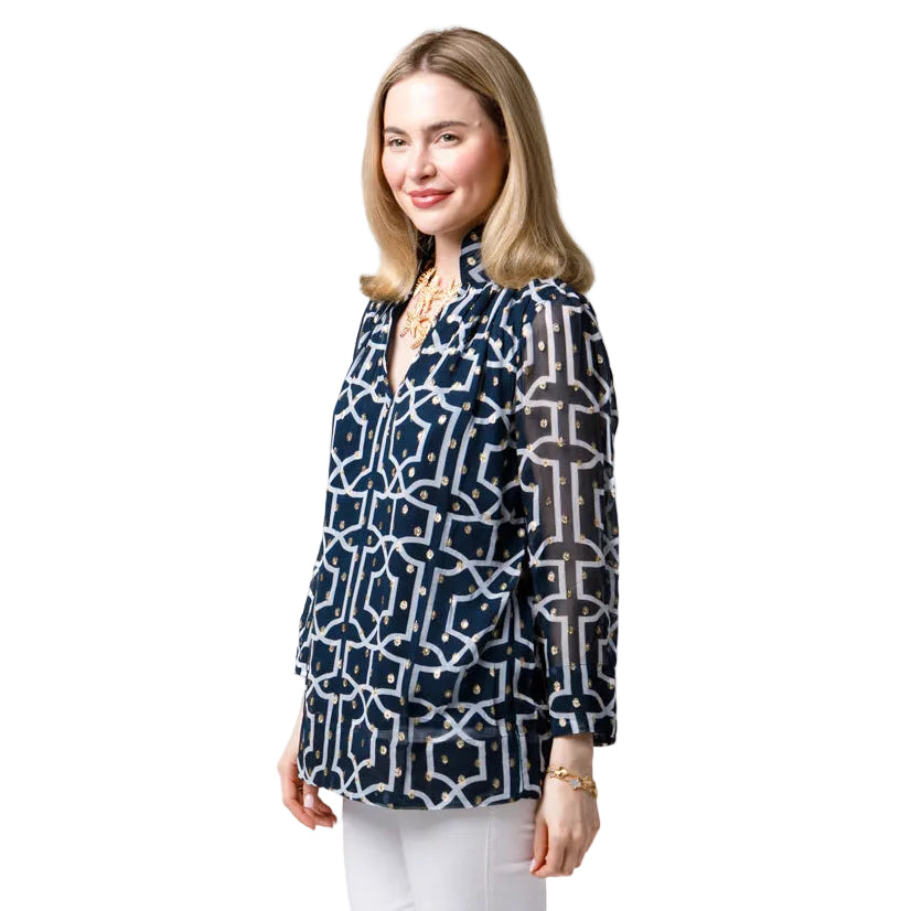 Holly Shae Charlie Top Lattice Cove Navy