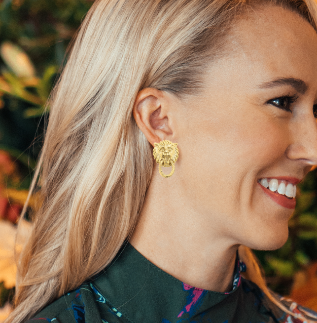 Susan Shaw Lion Knocker Earrings