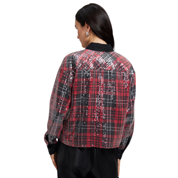 Foxcroft Marina Sequin Plaid Shirt