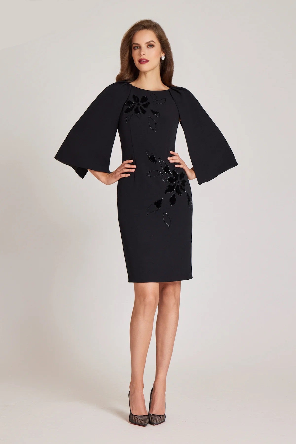 Teri Jon Velvet Applique Sheath Dress