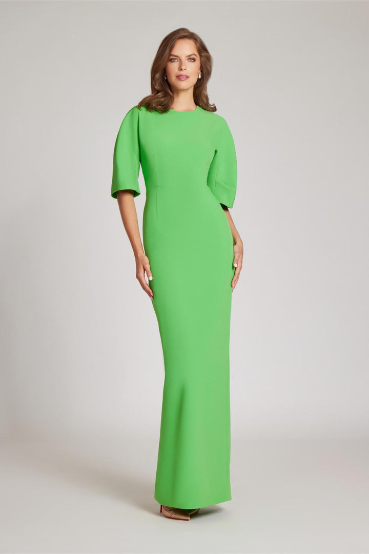 Teri Jon Crepe Fitted Sleeve Gown Lime