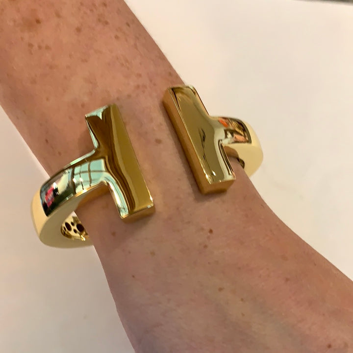 Gold T Cuff Bracelet