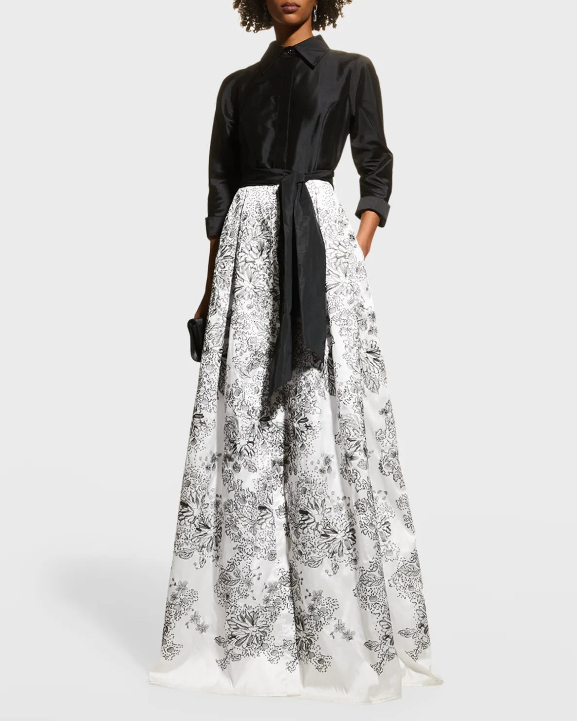 Teri Jon Taffeta Shirt Dress