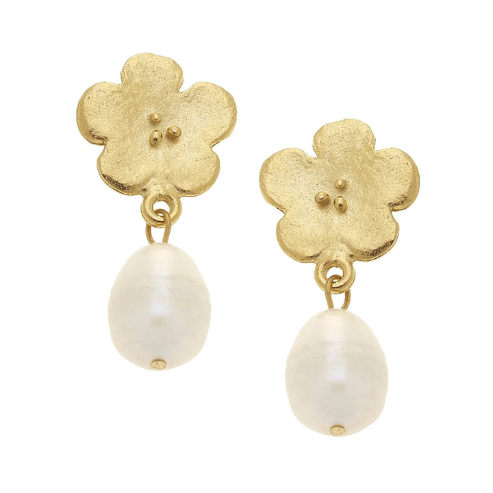 Susan Shaw Flower Pearl Drop Earring