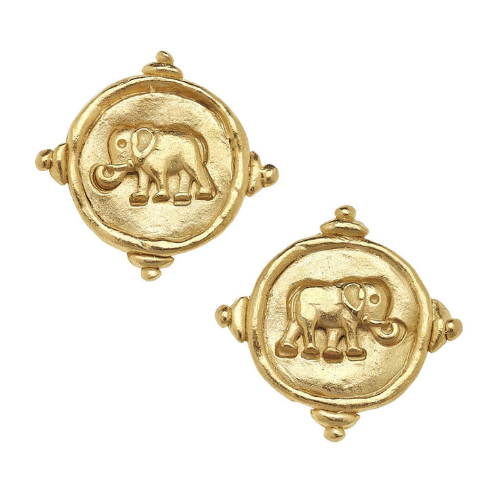 Susan Shaw Elephant Intaglio Clip Earrings