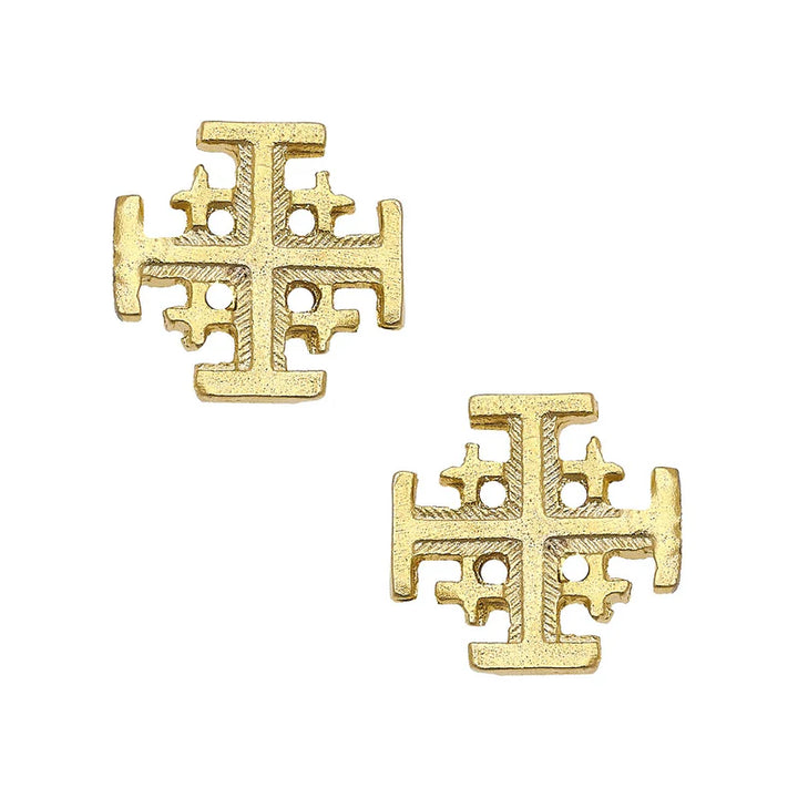 Susan Shaw Jerusalem Cross Stud Earrings