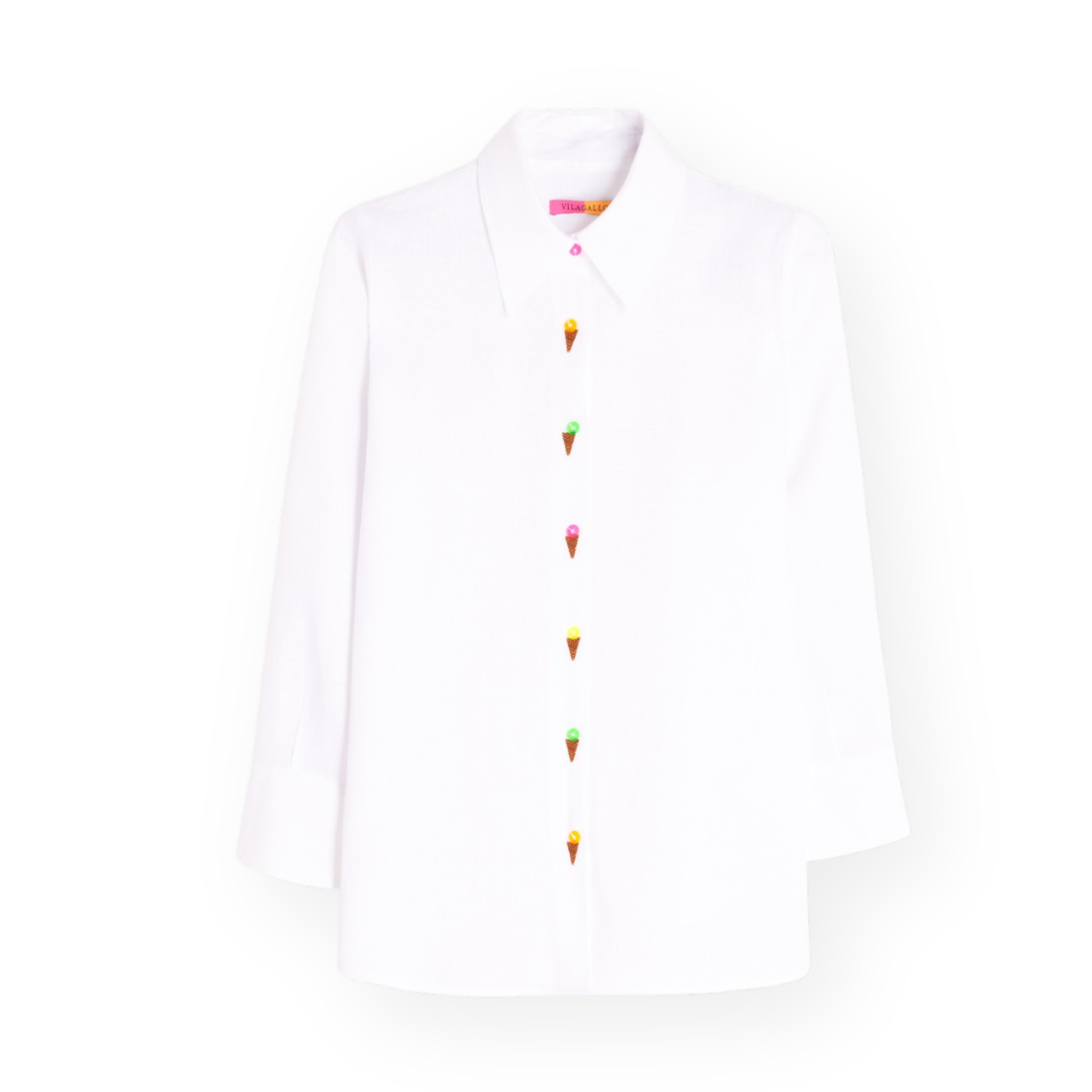 Vilagallo Ice Cream Linen Button Up