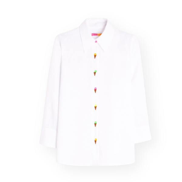 Vilagallo Ice Cream Linen Button Up
