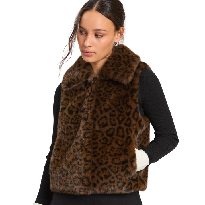 Vilagallo Leopard Fur Vest