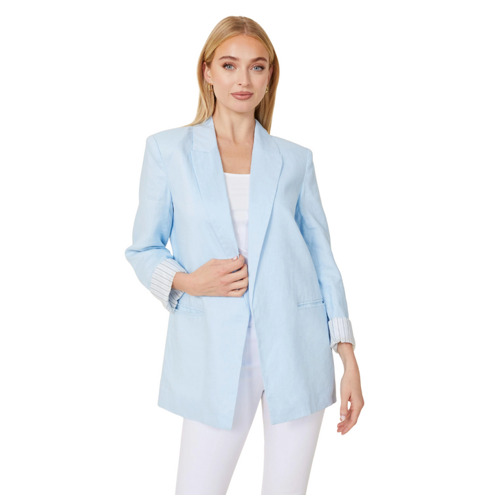 Dolce Cabo Linen Boyfriend Blazer Blue