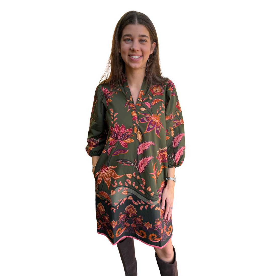 Maude Vivante Freya Dress Olive Trails