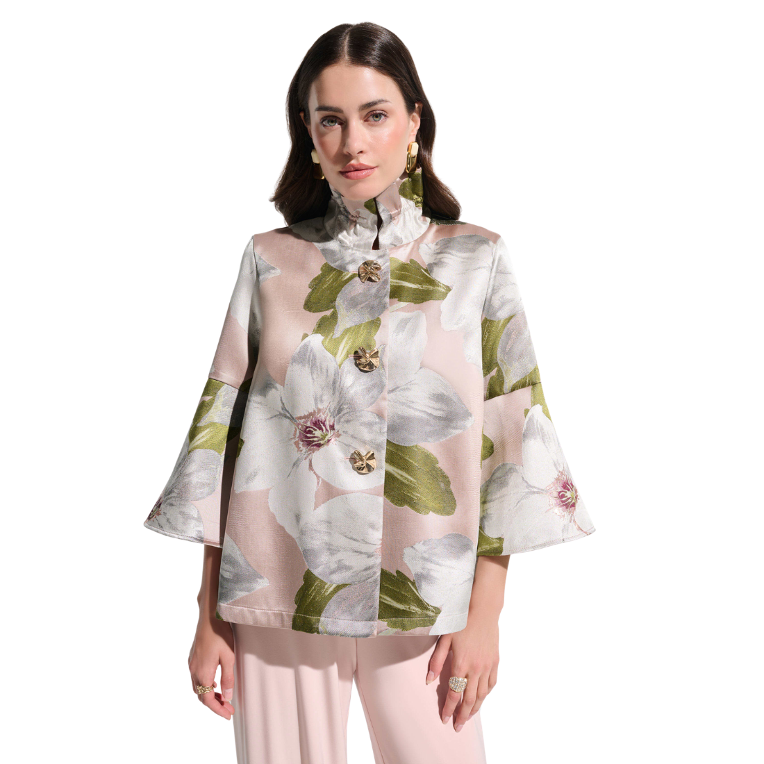 Joseph Ribkoff Floral Jacquard Trapeze Jacket