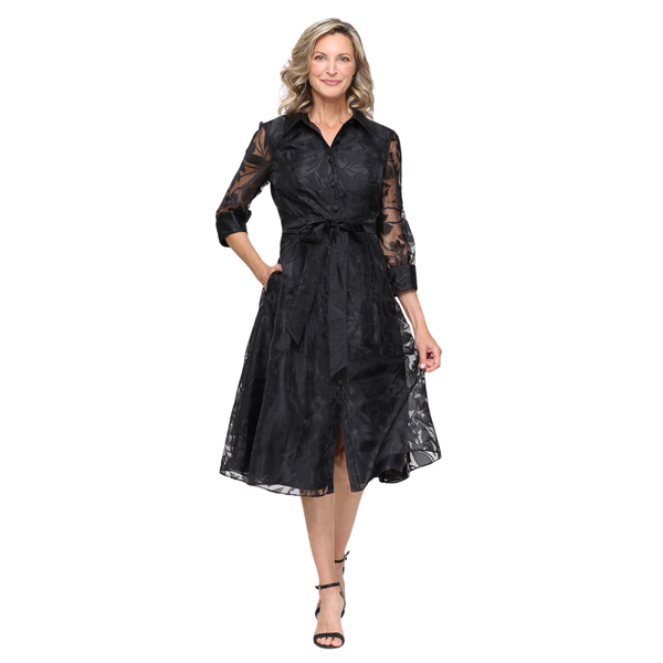 Alex Evenings Burnout Organza Midi Dress