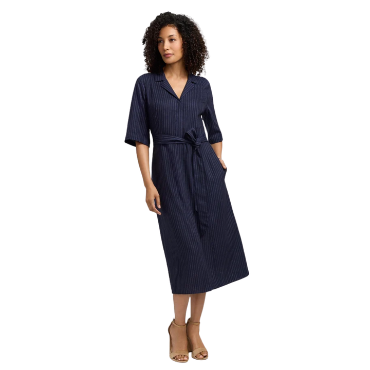 Foxcroft Aniston Striped Linen Dress