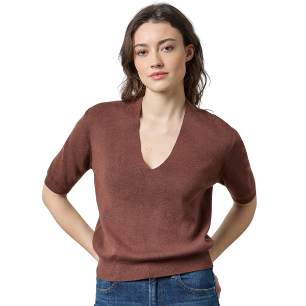 Lilla P V-Neck Elbow Sleeve Sweater