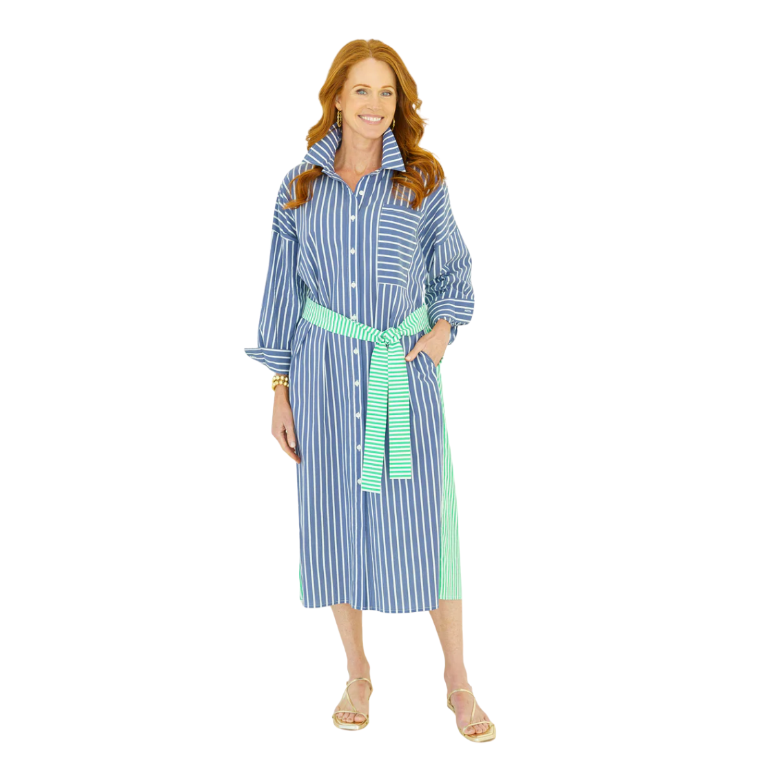 Caryn Lawn Libby Dress Stripe Navy