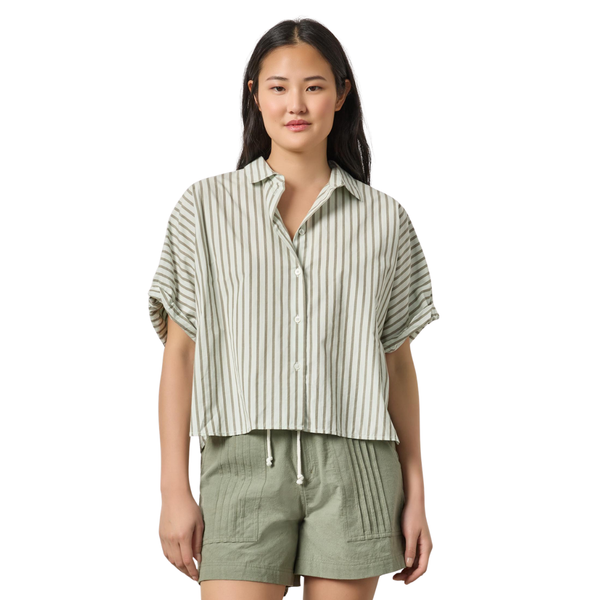 Lilla P Striped Oversized Button Down Dolman