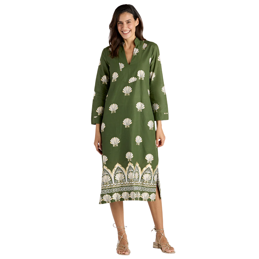 Jude Connally Lyra Dress Gilded Shell Loden