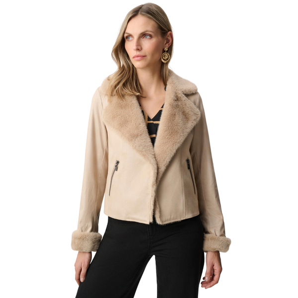 Joseph Ribkoff Foiled Suede Fur Jacket