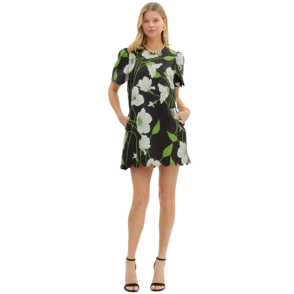 Finley Floral Jacquard Scalloped Dress