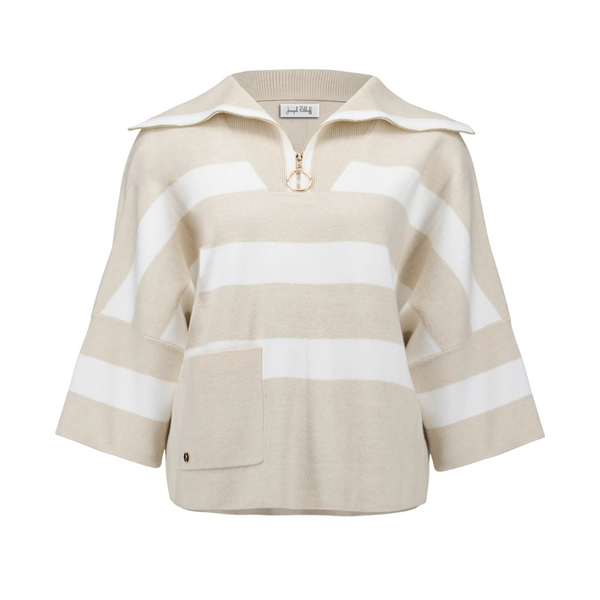 Joseph Ribkoff Quarter Zip Stripe Sweater