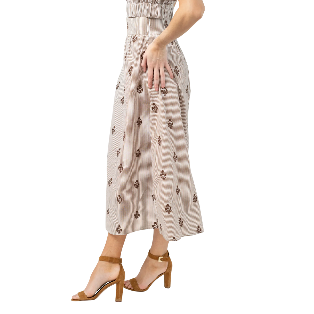 Beau & Ro Markey Skirt Brown Stripe