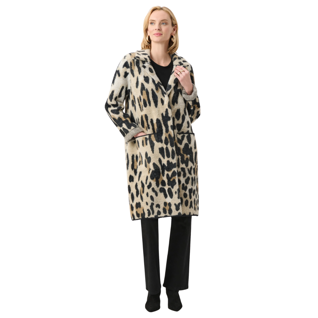 Joseph Ribkoff Feather Yarn Leopard Print Coat