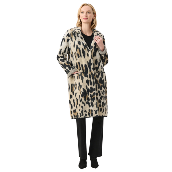 Joseph Ribkoff Feather Yarn Leopard Print Coat