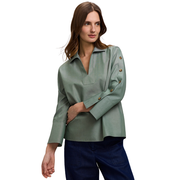 Foxcroft Lainey Button Popover Shirt